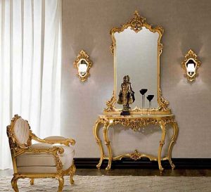 مدل چیدمان آینه و کنسول در پذیرایی